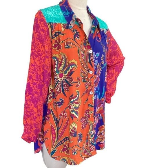 Soft Surroundings Hermosa Floral Embroidered Tunic Top Blouse Long Sleeve M 159G - Picture 7 of 14